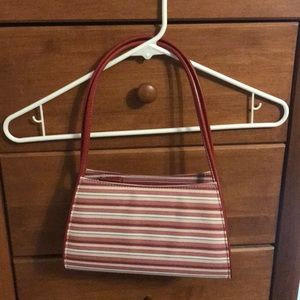 👗Purse pink red and white striped nwot